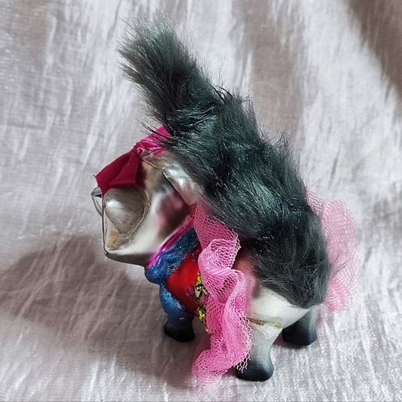 BestPysanky Quirky Raccoon Faux Fur Glass Vintage Christmas Ornament - Picture 3 of 7